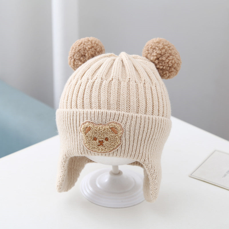 Bebixi Warm Bear Earflap Knitted Wool Baby Hat