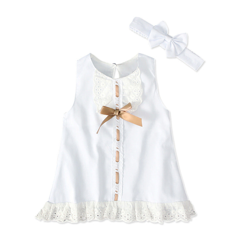 Bebixi Baby Girl Sleeveless Bow Layered Dress