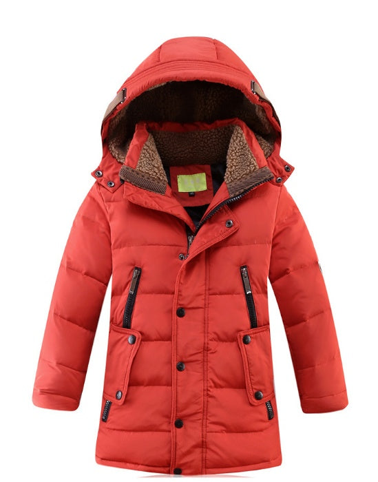 Boys Winter Down Coat Hooded Puffer Jacket Heavyweight Windbreaker (5–12Y)