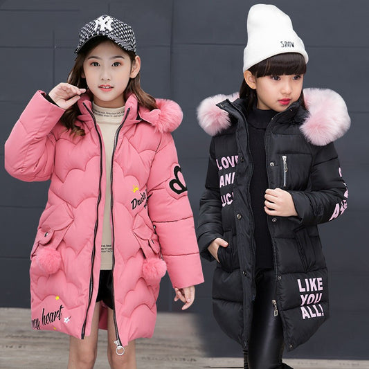 Bebixi Girls Cotton-Padded Hooded Winter Jacket