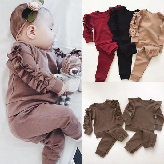Bebixi Ruffle Sweatshirt and Pants Set for Babies