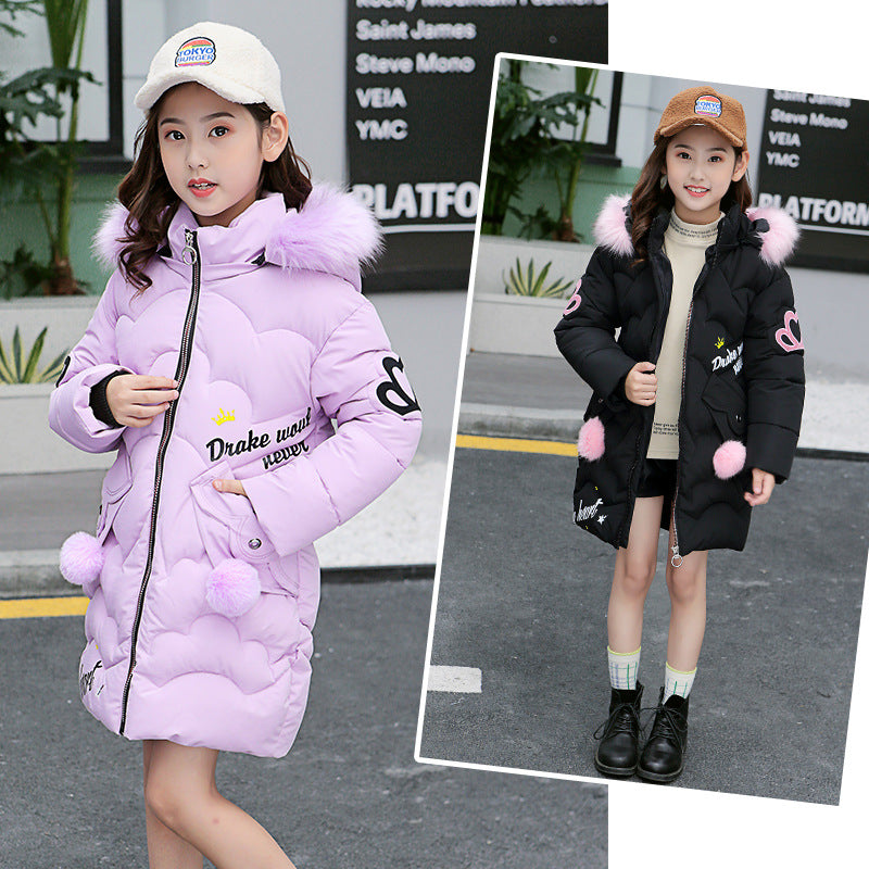 Bebixi Girls Cotton-Padded Hooded Winter Jacket