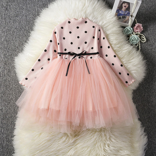 Bebixi Baby Girl Long Sleeve Tutu Lace Party Dress