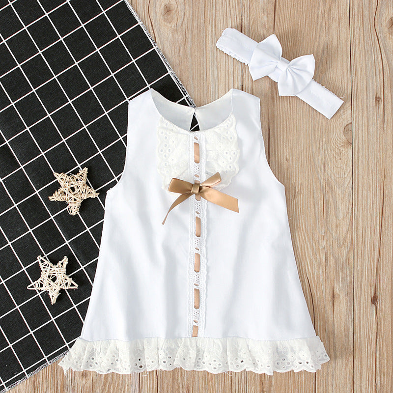 Bebixi Baby Girl Sleeveless Bow Layered Dress