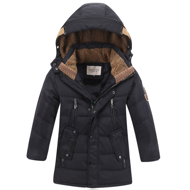 Boys Winter Down Coat Hooded Puffer Jacket Heavyweight Windbreaker (5–12Y)