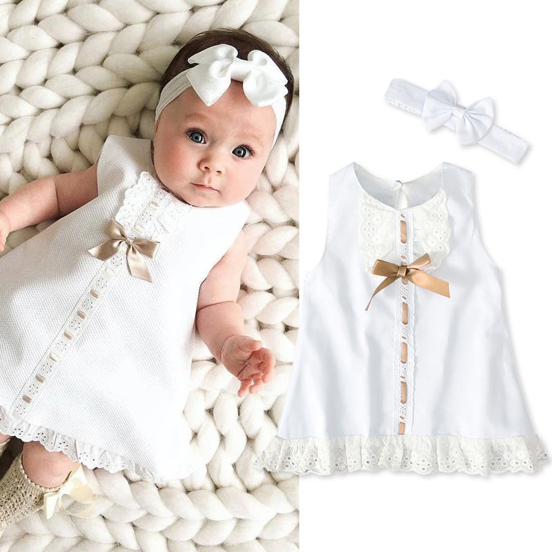 Bebixi Baby Girl Sleeveless Bow Layered Dress