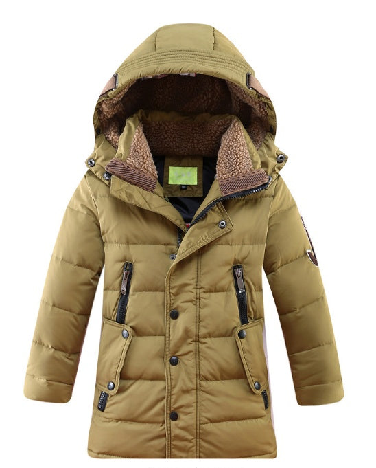 Boys Winter Down Coat Hooded Puffer Jacket Heavyweight Windbreaker (5–12Y)
