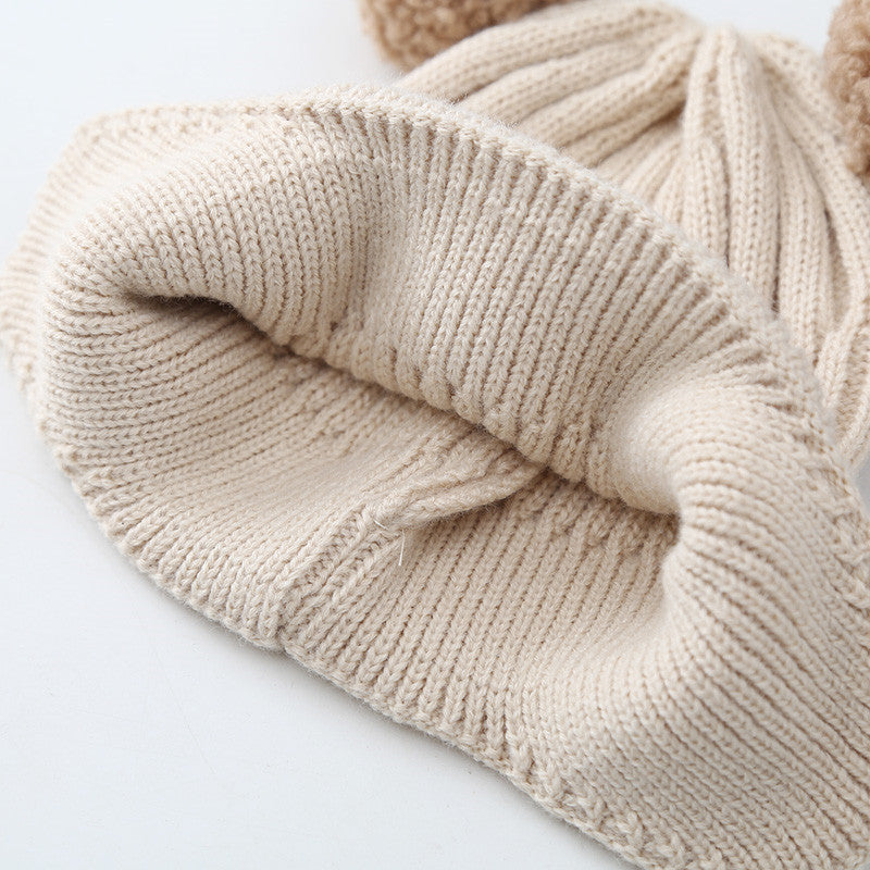 Bebixi Warm Bear Earflap Knitted Wool Baby Hat