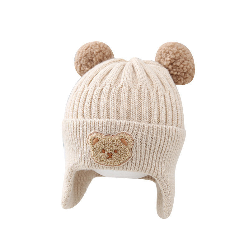 Bebixi Warm Bear Earflap Knitted Wool Baby Hat
